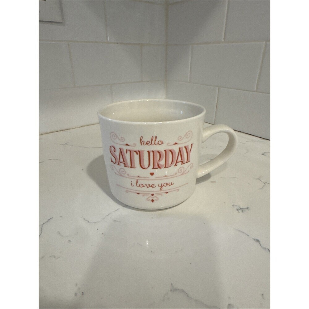 Hello Saturday I Love You Pink Opalhouse Stoneware 16 oz Coffee Mug from Target - Picture 2 of 10